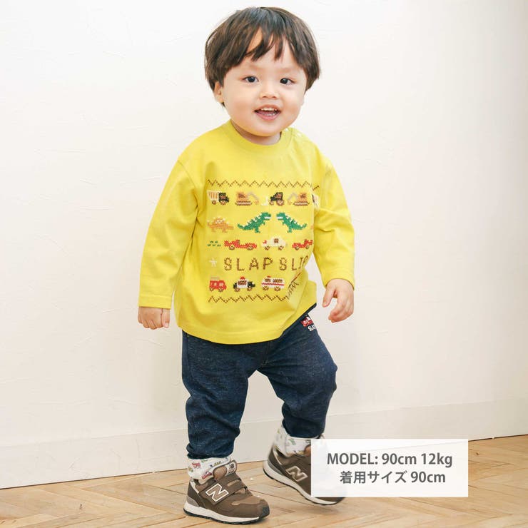 消防車恐竜折り返し柄プリントデニム風パンツ(80~130cm) | SLAP SLIP | 詳細画像2 