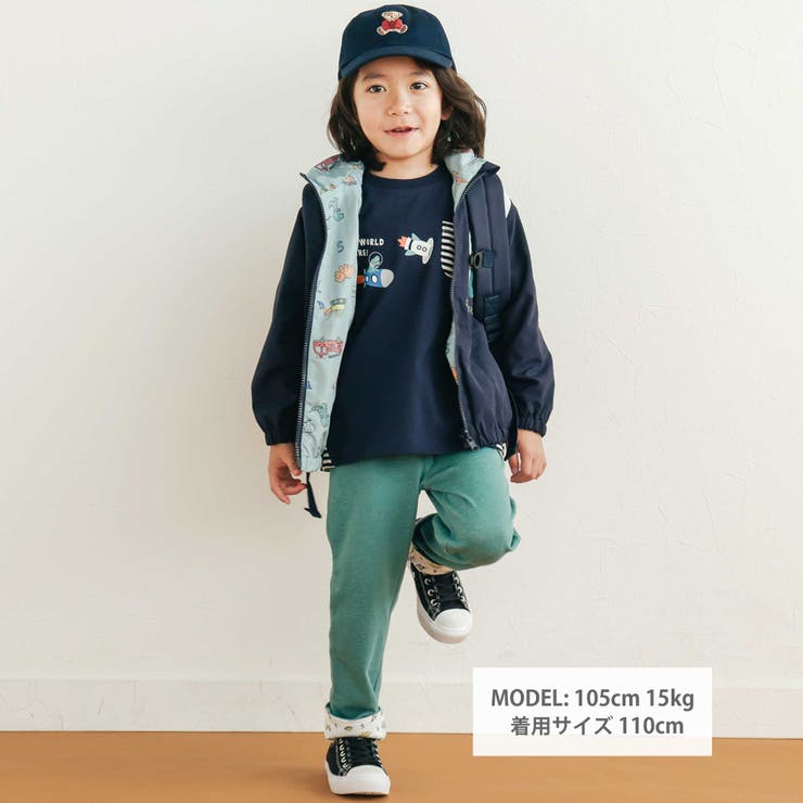 消防車恐竜折り返し柄プリントデニム風パンツ(80~130cm) | SLAP SLIP | 詳細画像3 