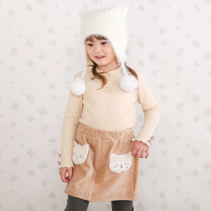 アニマルネコウサギパッチ刺しゅうポケットコーデュロイスカッツ(80~120cm) | SLAP SLIP | 詳細画像5 