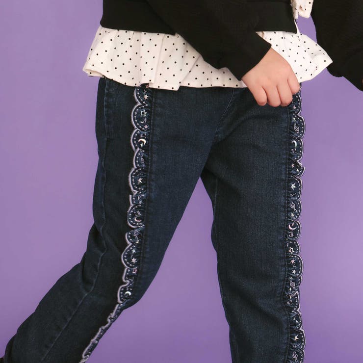 【裏微起毛】スカラップ刺しゅうフリルロングパンツ(80~130cm) | SLAP SLIP | 詳細画像4 