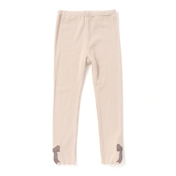 オフホワイト | 裾リボンパッチ刺しゅうレギンス(80~130cm) | SLAP SLIP