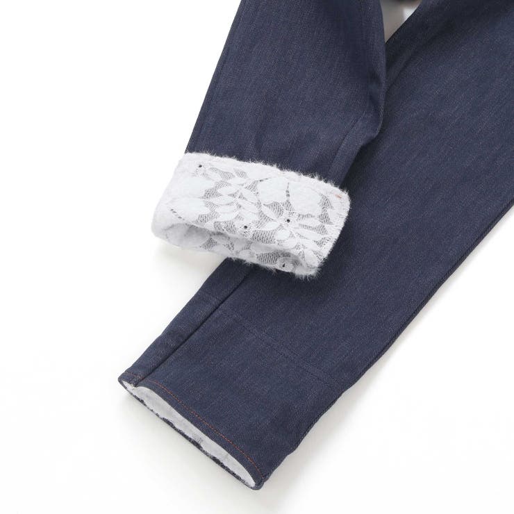 裏微起毛キーチャーム風モチーフ刺しゅう付き折り返しレースパンツ(80~130cm… | SLAP SLIP | 詳細画像11 