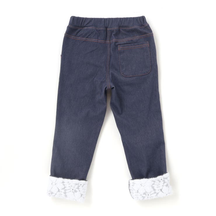 裏微起毛キーチャーム風モチーフ刺しゅう付き折り返しレースパンツ(80~130cm… | SLAP SLIP | 詳細画像6 