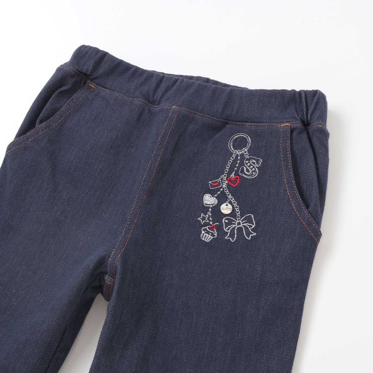 裏微起毛キーチャーム風モチーフ刺しゅう付き折り返しレースパンツ(80~130cm… | SLAP SLIP | 詳細画像7 