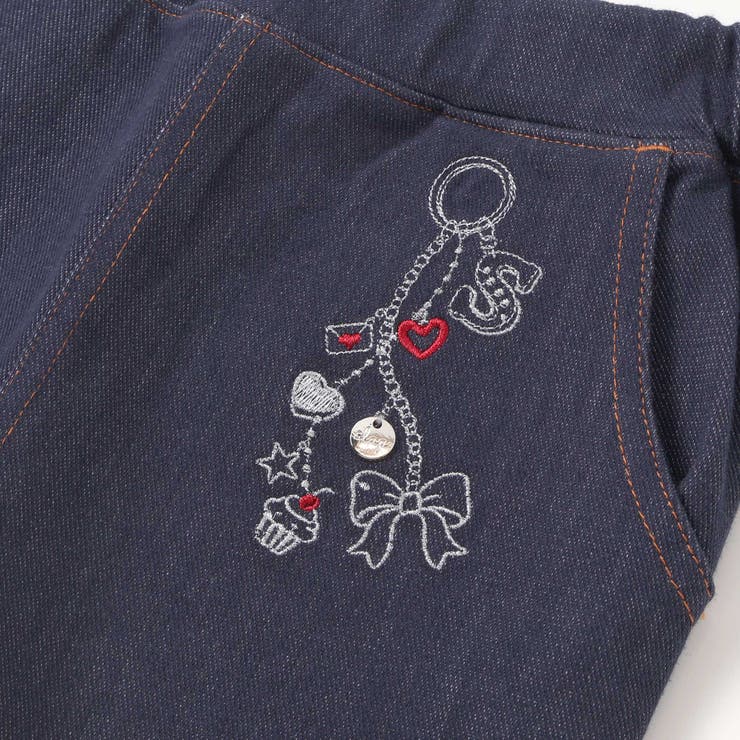 裏微起毛キーチャーム風モチーフ刺しゅう付き折り返しレースパンツ(80~130cm… | SLAP SLIP | 詳細画像8 