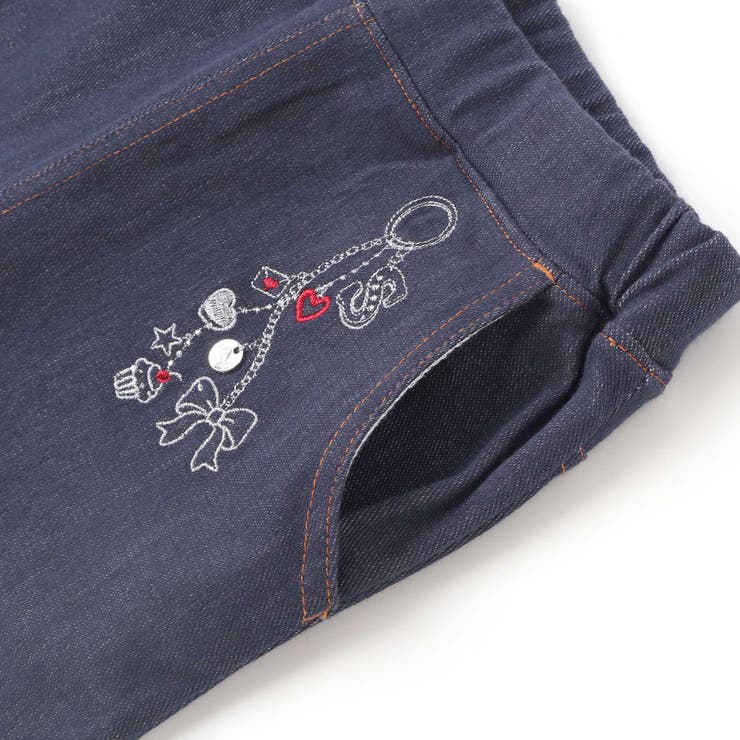 裏微起毛キーチャーム風モチーフ刺しゅう付き折り返しレースパンツ(80~130cm… | SLAP SLIP | 詳細画像9 