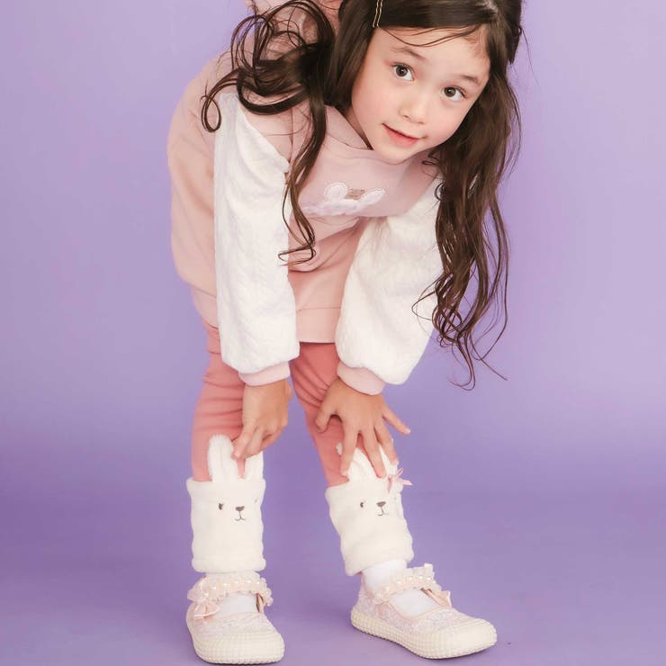 イチゴネコウサギアニマル裾ボア切り替えレギンス(80~120cm) | SLAP SLIP | 詳細画像3 