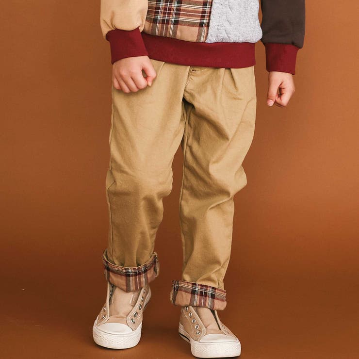 【裏微起毛】折り返し裾チェックロングパンツ(80~130cm) | SLAP SLIP | 詳細画像1 