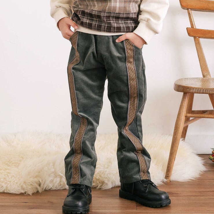 パイピングチェックサイドラインロングパンツ(80~130cm) | SLAP SLIP | 詳細画像1 