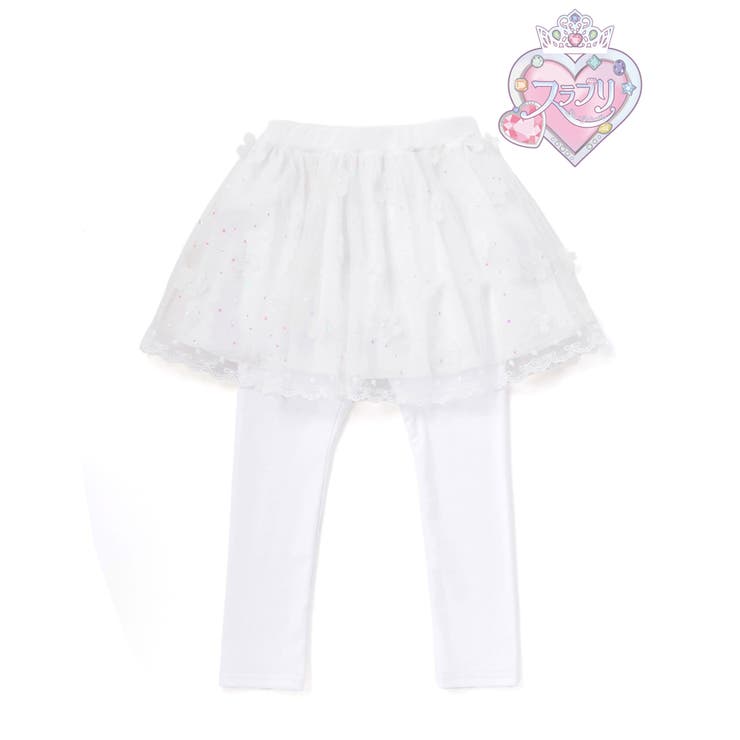 ホワイト | 【スラプリ】立体お花ラメチュールフレアスカパン(80~120cm) | SLAP SLIP