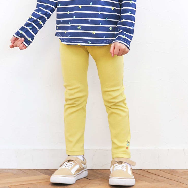 ライム×三ツ星刺しゅう×リブ | 【スララク 防汚加工 オーガニックコットン】前後フリーで時短！パパパッと穿ける前… | SLAP SLIP