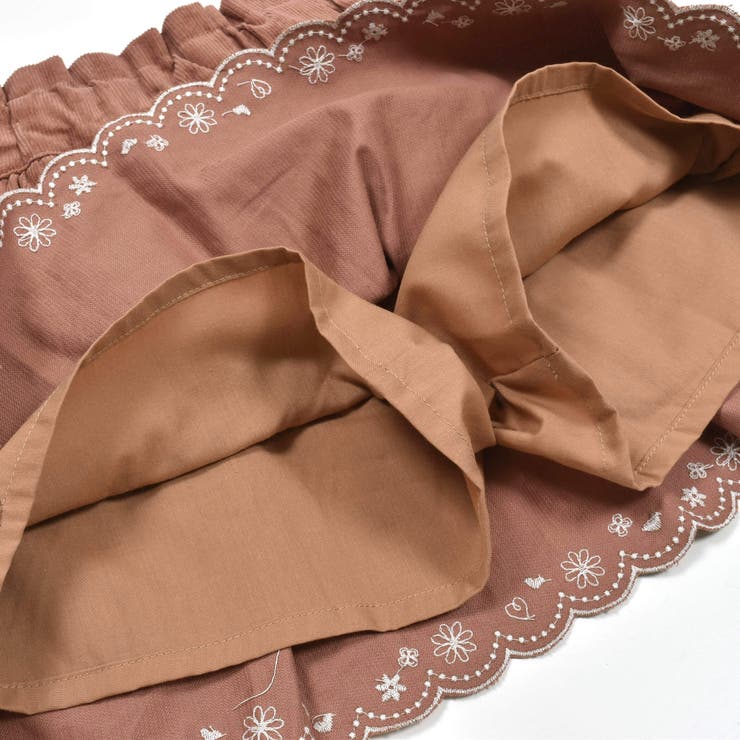 コーデュロイチェック柄裾スカラップ刺しゅうスカパン | SLAP SLIP | 詳細画像13 