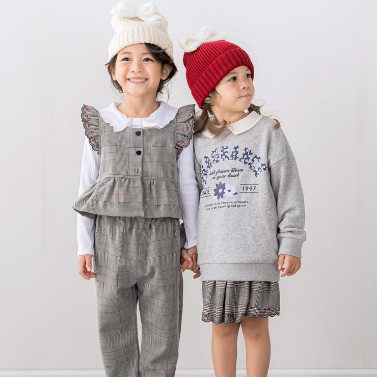 コーデュロイチェック柄裾スカラップ刺しゅうスカパン | SLAP SLIP | 詳細画像4 