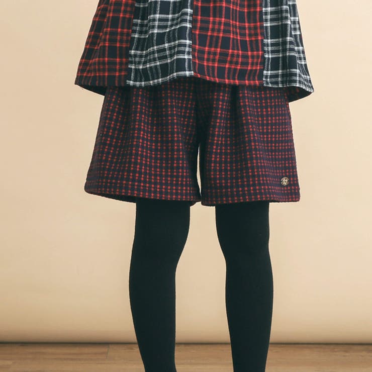 チェック柄タック入りショートパンツ(90~130cm) | SLAP SLIP | 詳細画像1 