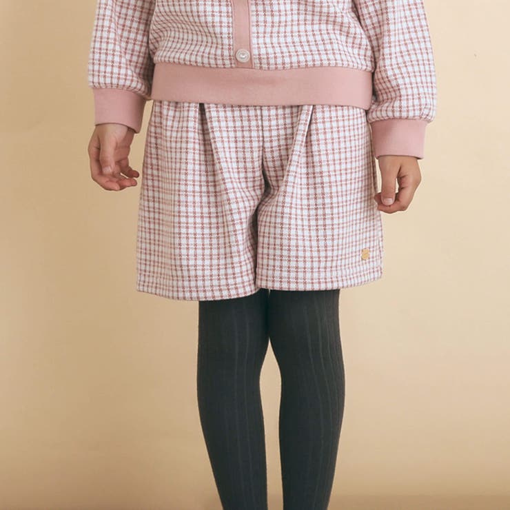 ピンク | チェック柄タック入りショートパンツ(90~130cm) | SLAP SLIP