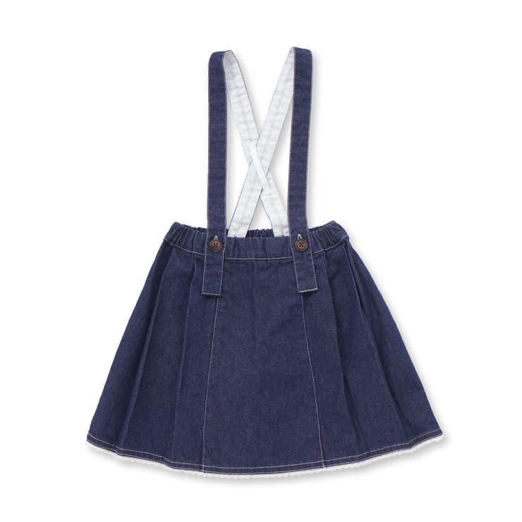 花柄ツイルデニムサスペンダー付き裾レーススカパン(90~130cm) | SLAP SLIP | 詳細画像11 