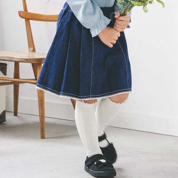 花柄ツイルデニムサスペンダー付き裾レーススカパン(90~130cm) | SLAP SLIP | 詳細画像7 