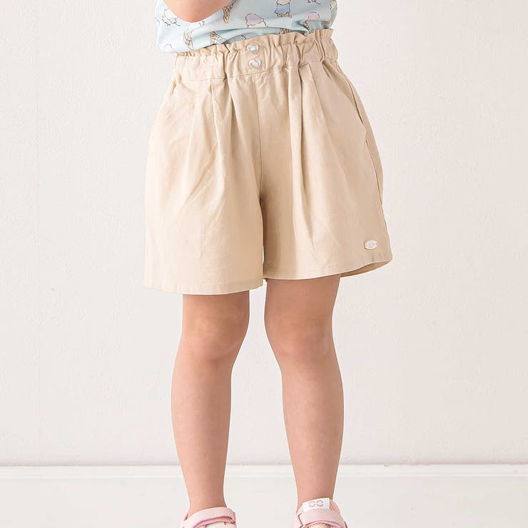 無地花柄ひまわり麻レーヨンタック入りショートパンツ[品番