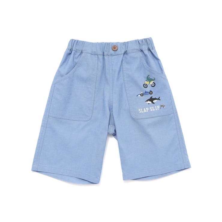 ブルー | 【らくのび 接触冷感】ポケットプリント選べるカラフルツイルハーフパンツ(80~1… | SLAP SLIP