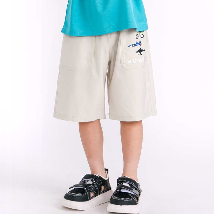 ベージュ | 【らくのび 接触冷感】ポケットプリント選べるカラフルツイルハーフパンツ(80~1… | SLAP SLIP
