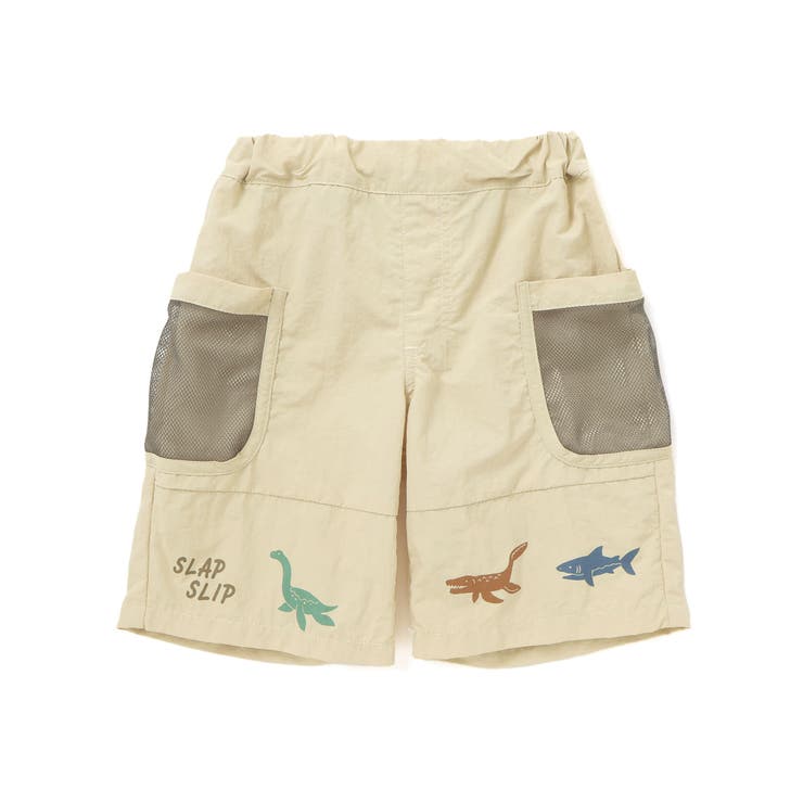 ベージュ系 | 恐竜総柄メッシュポケットハーフパンツ | SLAP SLIP
