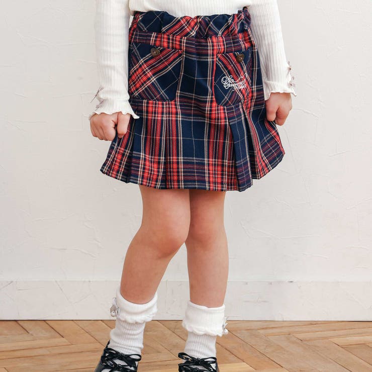 ネイビー系 | 【お揃い】チェック前ポケットタックスカパン(90~130cm) | SLAP SLIP