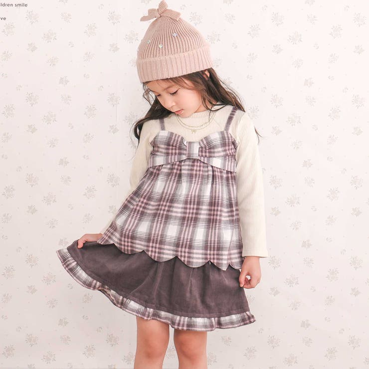 コーデュロイ×チェックレイヤードスカパン(90~130cm) | SLAP SLIP | 詳細画像5 