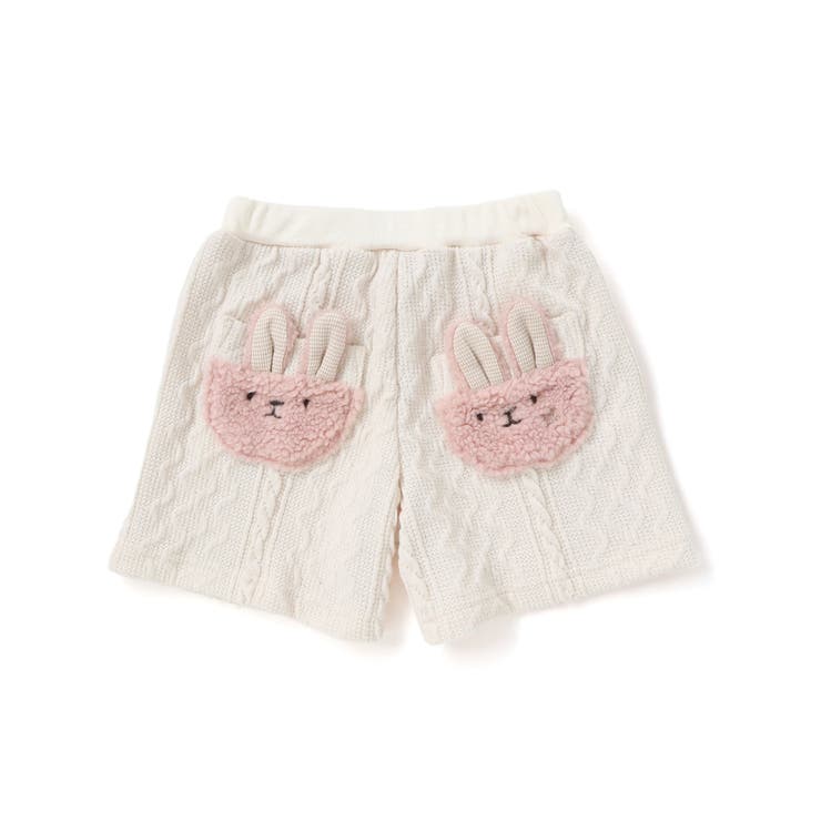 ウサギネコアニマルふわふわボアポケットケーブルニットショートパンツ(90~130… | SLAP SLIP | 詳細画像11 