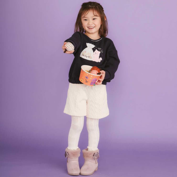 ウサギネコアニマルふわふわボアポケットケーブルニットショートパンツ(90~130… | SLAP SLIP | 詳細画像5 