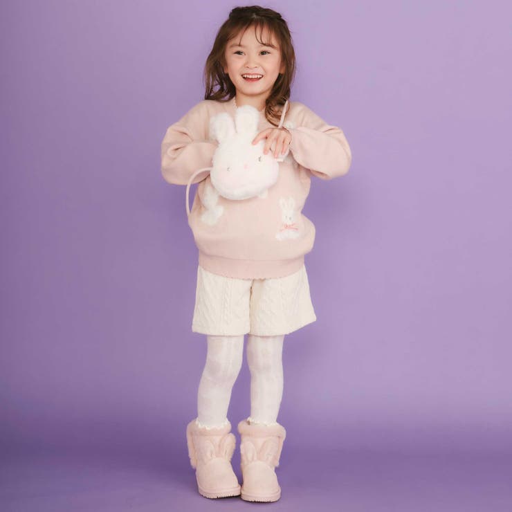 ウサギネコアニマルふわふわボアポケットケーブルニットショートパンツ(90~130… | SLAP SLIP | 詳細画像6 