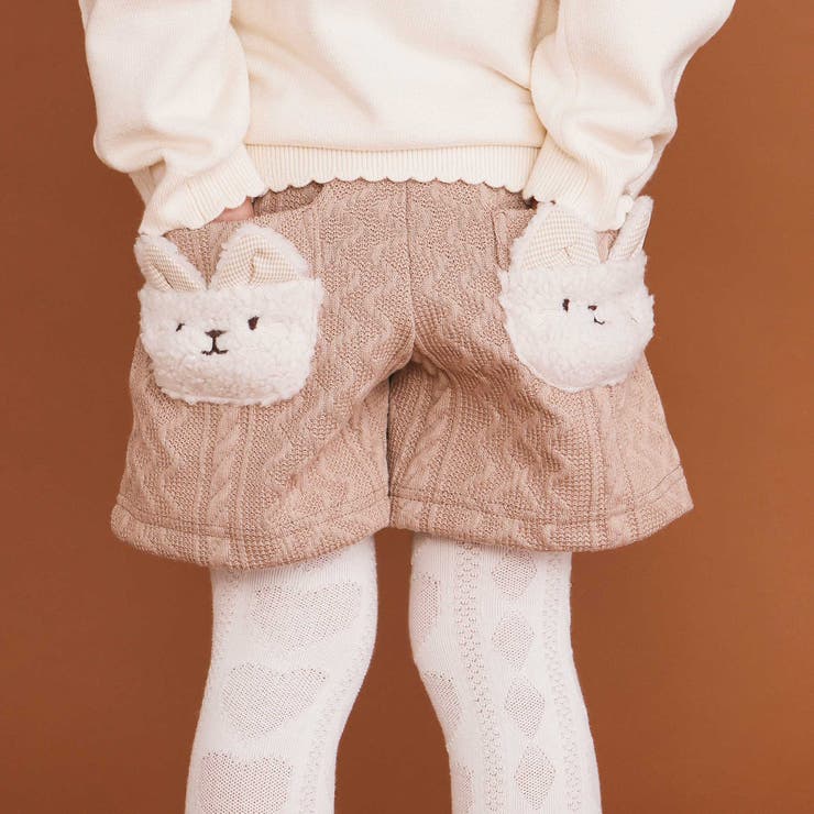 ウサギネコアニマルふわふわボアポケットケーブルニットショートパンツ(90~130… | SLAP SLIP | 詳細画像8 