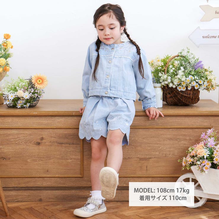 キラキラプリント裾スカラップリボン付きショートパンツ(90~130cm) | SLAP SLIP | 詳細画像2 