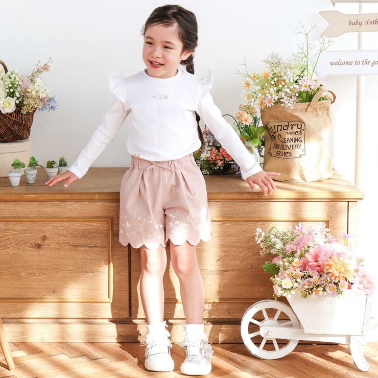 キラキラプリント裾スカラップリボン付きショートパンツ(90~130cm) | SLAP SLIP | 詳細画像6 