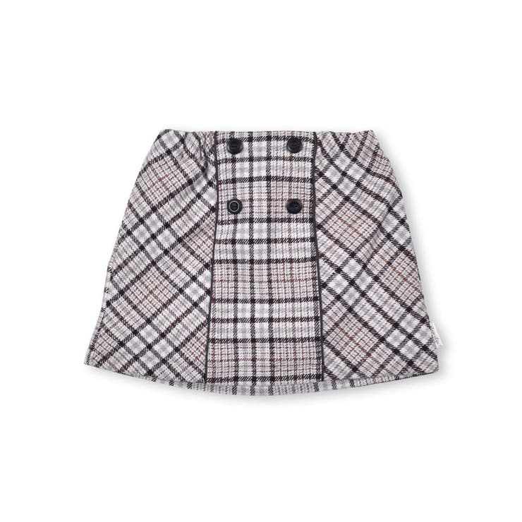 4つ ボタン チェック 柄 ツイード スカート (90~130cm)[品番