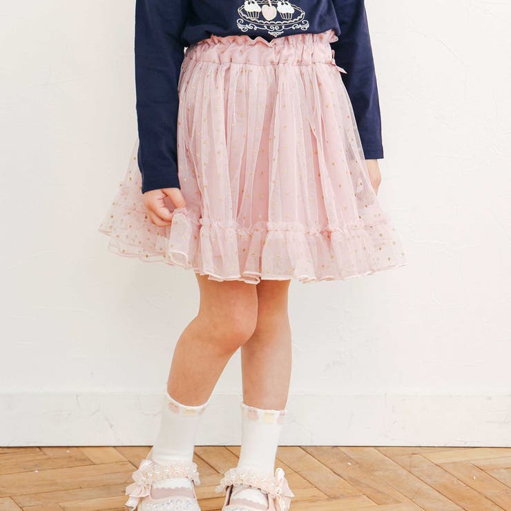 ピンク | ウエストリボンキラキララメチュールスカート(90~130cm) | SLAP SLIP