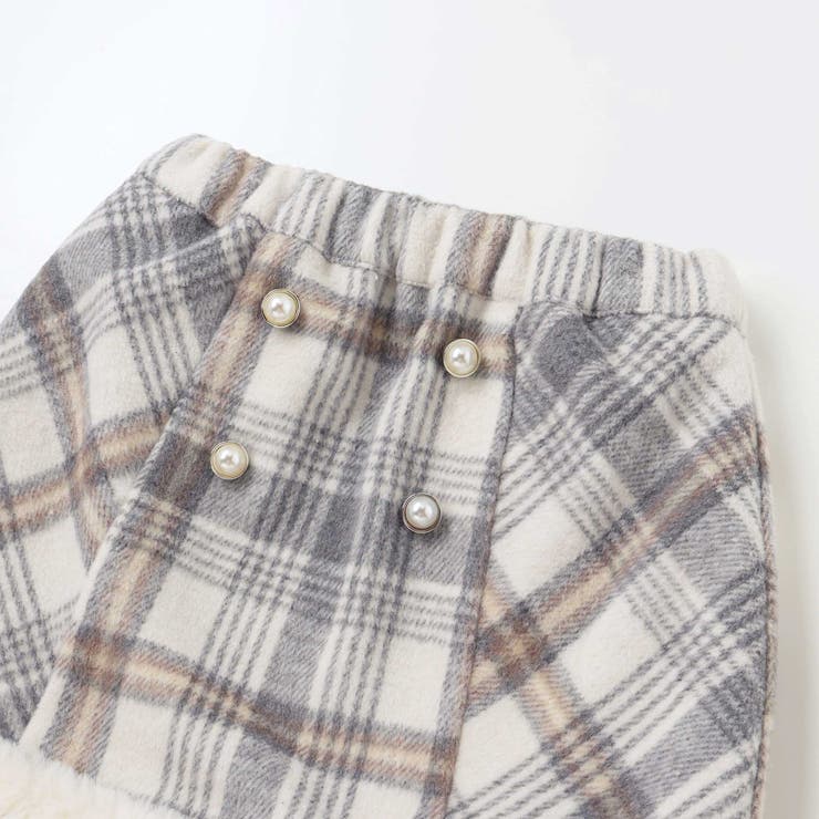 【お揃い】ファー切替チェック台形スカート(90~130cm) | SLAP SLIP | 詳細画像11 