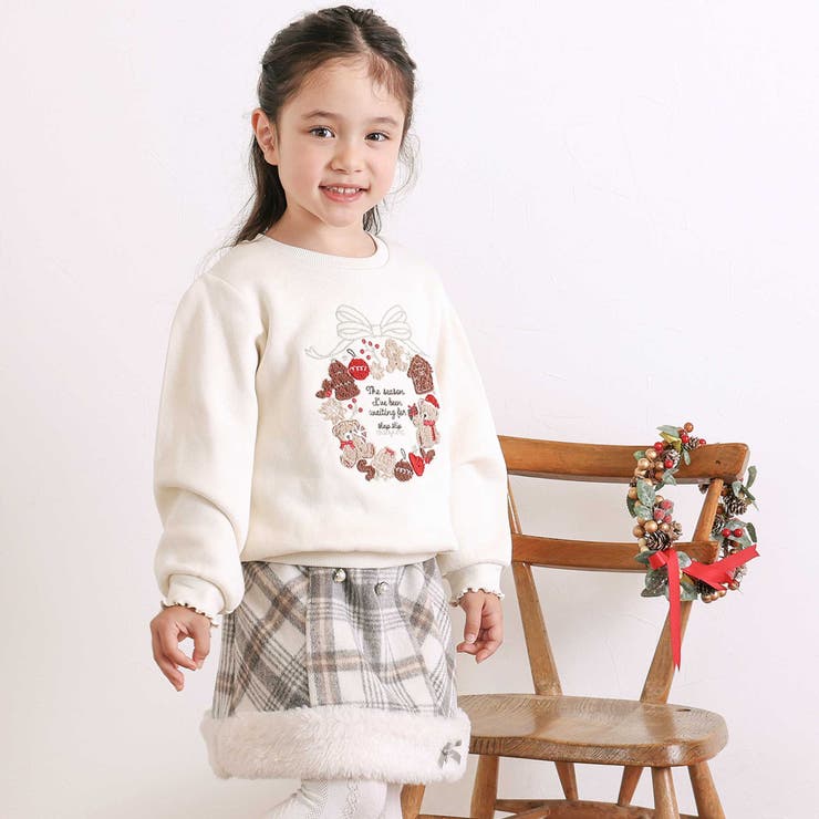 【お揃い】ファー切替チェック台形スカート(90~130cm) | SLAP SLIP | 詳細画像4 