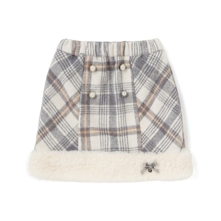 【お揃い】ファー切替チェック台形スカート(90~130cm) | SLAP SLIP | 詳細画像9 