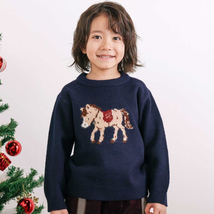 ウマクマネコアニマルモチーフニットトップス(80~130cm) | SLAP SLIP | 詳細画像1 