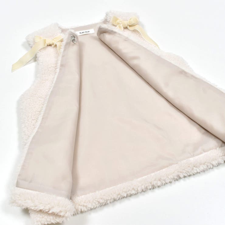 肩リボンチェック柄ファーボアベスト(80~130cm) | SLAP SLIP | 詳細画像11 