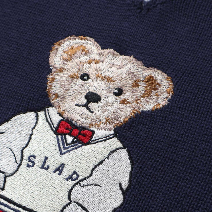 familiar ベスト 80cm クマ刺繍付き BEBE ONLINE STORE｜クマ刺しゅうラインリブニットベスト(80