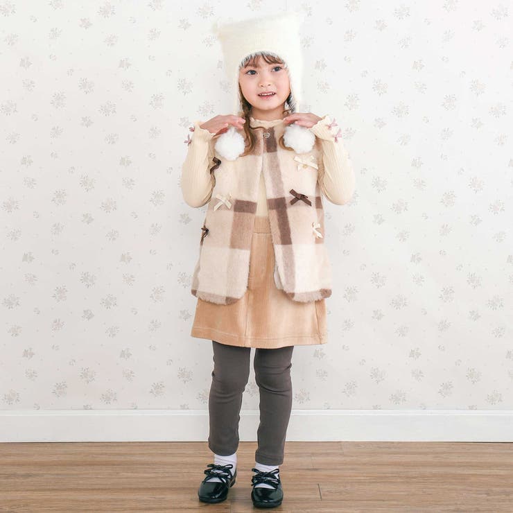 リボン付きワンスナップボアファーベスト(80~130cm) | SLAP SLIP | 詳細画像6 