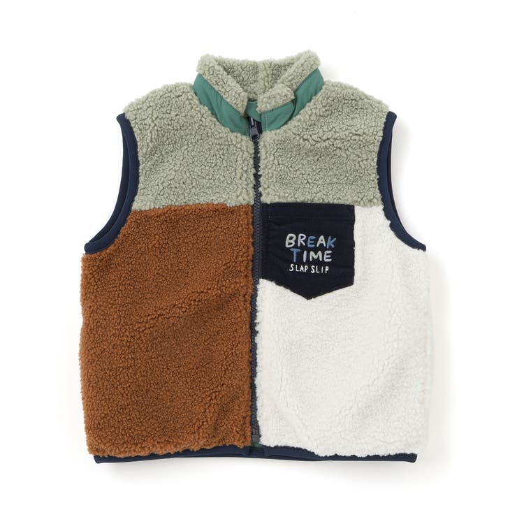 胸刺しゅうバイカラーリバーシブルボアベスト(80~130cm) | SLAP SLIP | 詳細画像12 