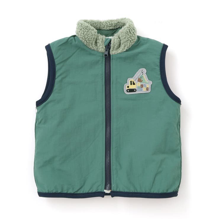 胸刺しゅうバイカラーリバーシブルボアベスト(80~130cm) | SLAP SLIP | 詳細画像14 