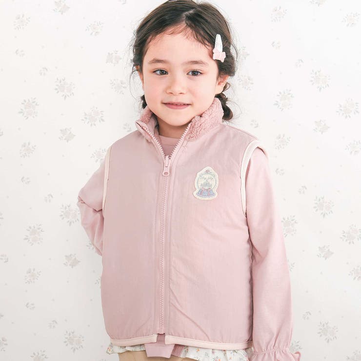 胸刺しゅうバイカラーリバーシブルボアベスト(80~130cm) | SLAP SLIP | 詳細画像4 