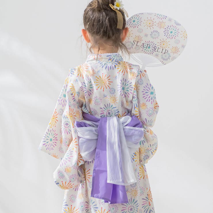 【お揃い】花火レモン花柄襟レースプルオーバー浴衣+帯セット(90~140cm) | SLAP SLIP | 詳細画像4 