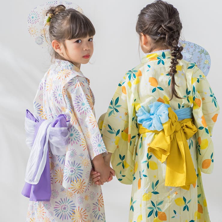 【お揃い】花火レモン花柄襟レースプルオーバー浴衣+帯セット(90~140cm) | SLAP SLIP | 詳細画像8 