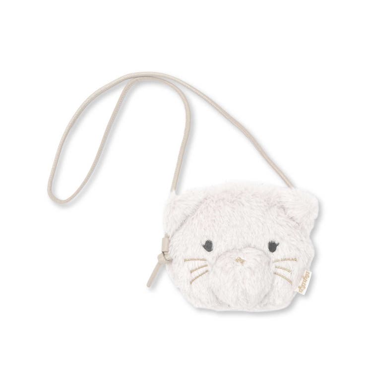 オフホワイト(ネコ) | ウサギネコアニマルフェイスモチーフショルダーポシェット | SLAP SLIP
