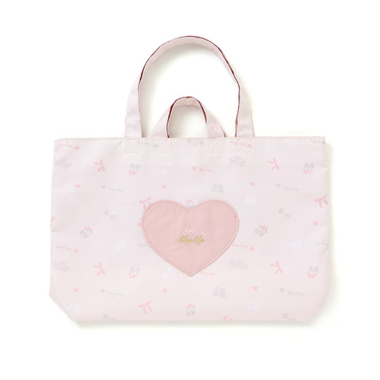 ピンク系 | 【お揃い】ハートポケット付きときめきモチーフ総柄リバーシブルレッスンバッグ | SLAP SLIP
