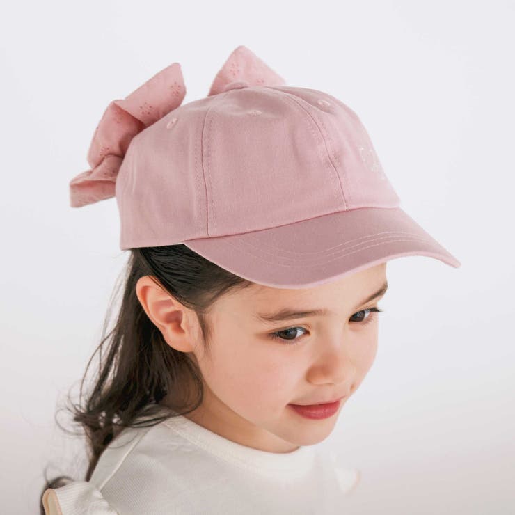 ピンク | ラメ刺しゅうバックリボンキャップ(52~54cm) | SLAP SLIP